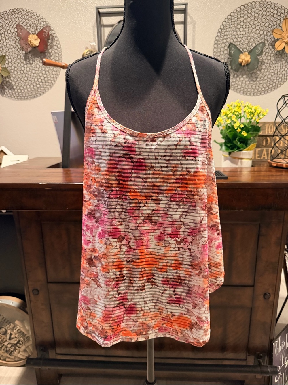 Under Armour Floral Strappy Tank in Pink and Orange